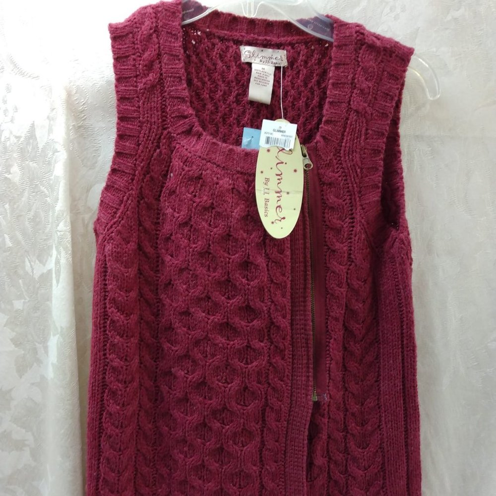 NWT MEDIUM GLIMMER BY J.J. BASICS ACRYLIC 1/2 ZIP VEST